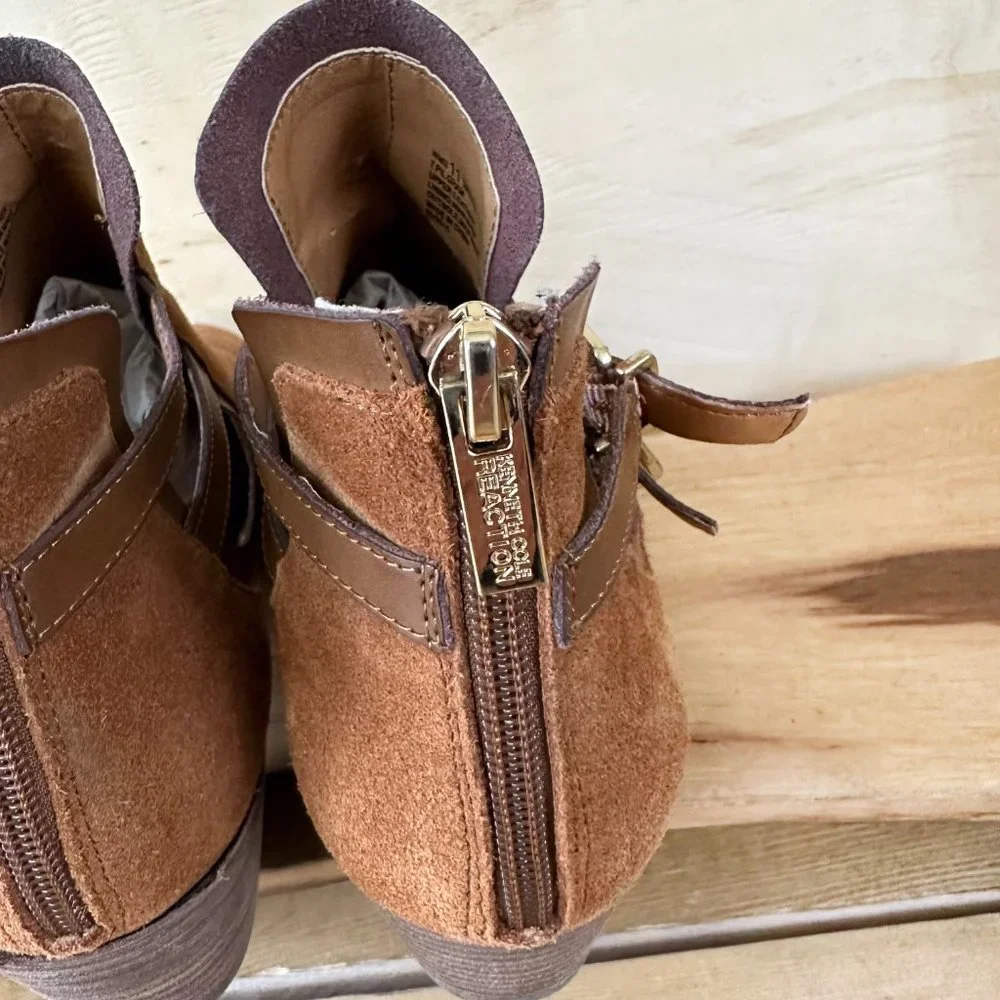 Kenneth Cole Reaction 7 pil-gram Booties‎ Boots Chestnut Brown Suede Buckles 11